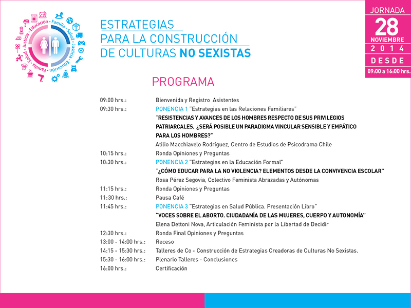 Fuga de Tinta  Jornada de Formación “Estrategias para la construcción de culturas no sexistas” (28/11/14; 09:00 hrs.; ULS)